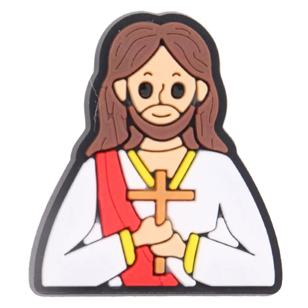 Good Quality 1-20pcs PVC Shoe Charms Jesus Saves Cross Holy Bible God Accessories DIY Shoes Ornament Fit Wristbands Kids Gift